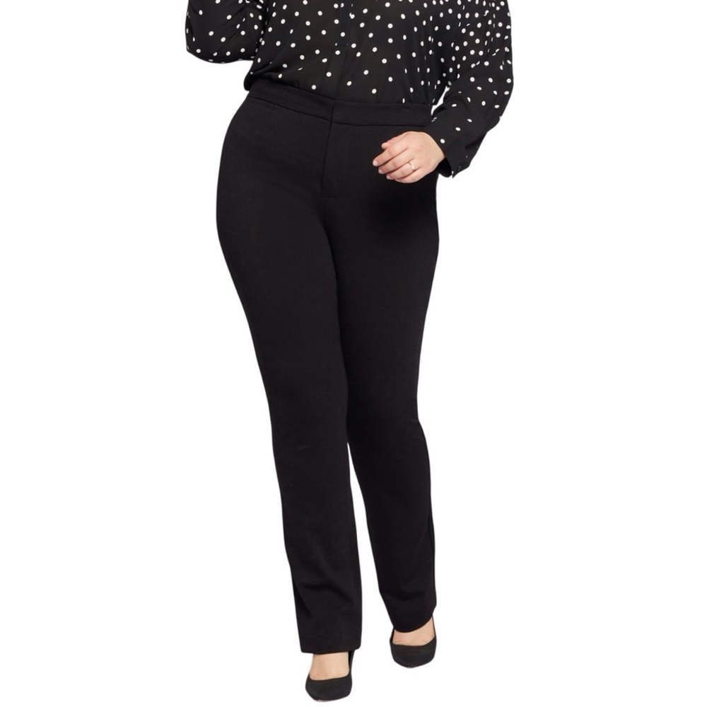 NYDJ Black Slim Trouser Pants In Ponte Knit Straight Leg Slimming Size 18W